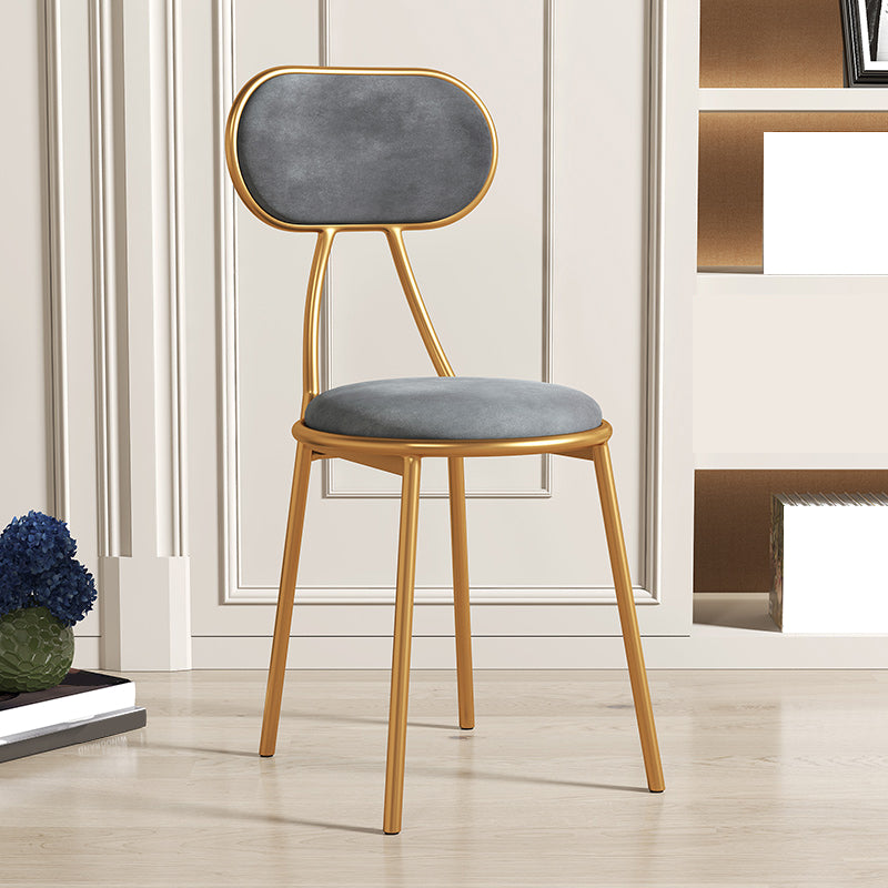 Glam Style Open Back Chair Upholstered Stackable Dining Side Chair Grey 1 Piece Clearhalo 'Dining Chairs' 'Dining Tables & Seating' 'dining_chair' 'furn' 'furn_dining_chair' 'Furniture' 'furniture_dining_chair' 'Kitchen & Dining Furniture' 5053765