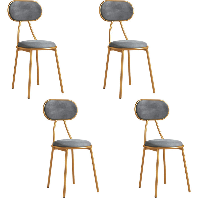 Glam Style Open Back Chair Upholstered Stackable Dining Side Chair Grey 4 Piece Set Clearhalo 'Dining Chairs' 'Dining Tables & Seating' 'dining_chair' 'furn' 'furn_dining_chair' 'Furniture' 'furniture_dining_chair' 'Kitchen & Dining Furniture' 5053770