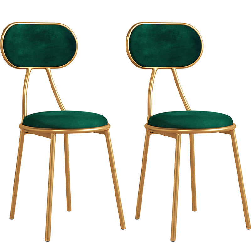 Glam Style Open Back Chair Upholstered Stackable Dining Side Chair Green 2 Piece Set Clearhalo 'Dining Chairs' 'Dining Tables & Seating' 'dining_chair' 'furn' 'furn_dining_chair' 'Furniture' 'furniture_dining_chair' 'Kitchen & Dining Furniture' 5053772