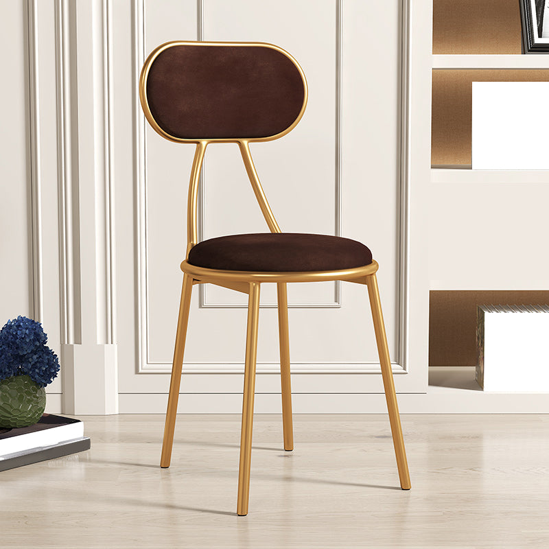 Glam Style Open Back Chair Upholstered Stackable Dining Side Chair Brown 1 Piece Clearhalo 'Dining Chairs' 'Dining Tables & Seating' 'dining_chair' 'furn' 'furn_dining_chair' 'Furniture' 'furniture_dining_chair' 'Kitchen & Dining Furniture' 5053774