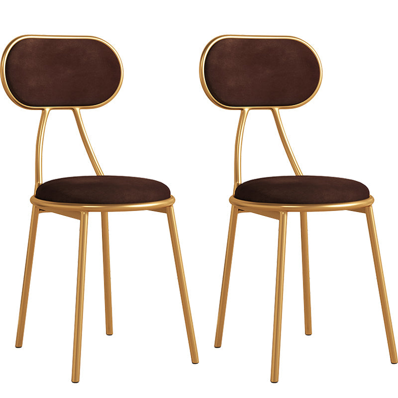 Glam Style Open Back Chair Upholstered Stackable Dining Side Chair Brown 2 Piece Set Clearhalo 'Dining Chairs' 'Dining Tables & Seating' 'dining_chair' 'furn' 'furn_dining_chair' 'Furniture' 'furniture_dining_chair' 'Kitchen & Dining Furniture' 5053775