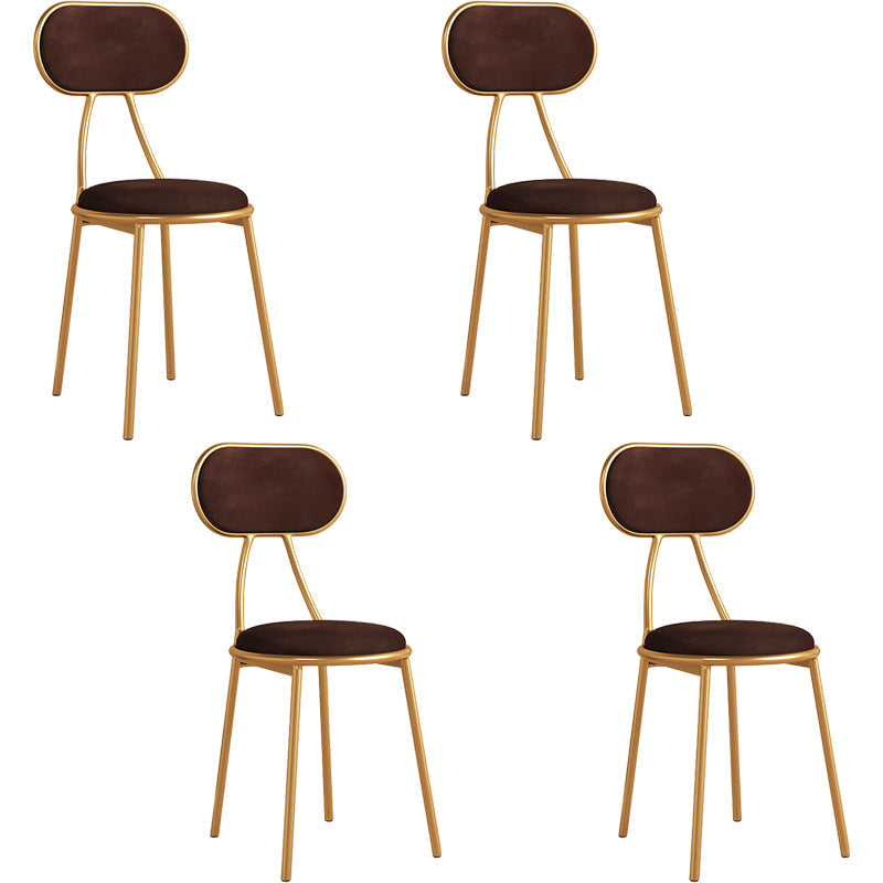 Glam Style Open Back Chair Upholstered Stackable Dining Side Chair Brown 4 Piece Set Clearhalo 'Dining Chairs' 'Dining Tables & Seating' 'dining_chair' 'furn' 'furn_dining_chair' 'Furniture' 'furniture_dining_chair' 'Kitchen & Dining Furniture' 5053776