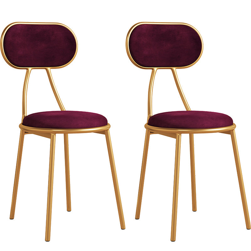 Glam Style Open Back Chair Upholstered Stackable Dining Side Chair Purple 2 Piece Set Clearhalo 'Dining Chairs' 'Dining Tables & Seating' 'dining_chair' 'furn' 'furn_dining_chair' 'Furniture' 'furniture_dining_chair' 'Kitchen & Dining Furniture' 5053778