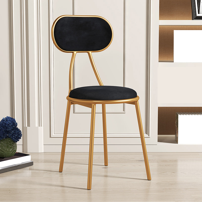 Glam Style Open Back Chair Upholstered Stackable Dining Side Chair Black 1 Piece Clearhalo 'Dining Chairs' 'Dining Tables & Seating' 'dining_chair' 'furn' 'furn_dining_chair' 'Furniture' 'furniture_dining_chair' 'Kitchen & Dining Furniture' 5053780