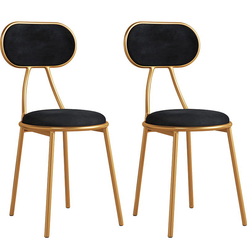 Glam Style Open Back Chair Upholstered Stackable Dining Side Chair Black 2 Piece Set Clearhalo 'Dining Chairs' 'Dining Tables & Seating' 'dining_chair' 'furn' 'furn_dining_chair' 'Furniture' 'furniture_dining_chair' 'Kitchen & Dining Furniture' 5053781