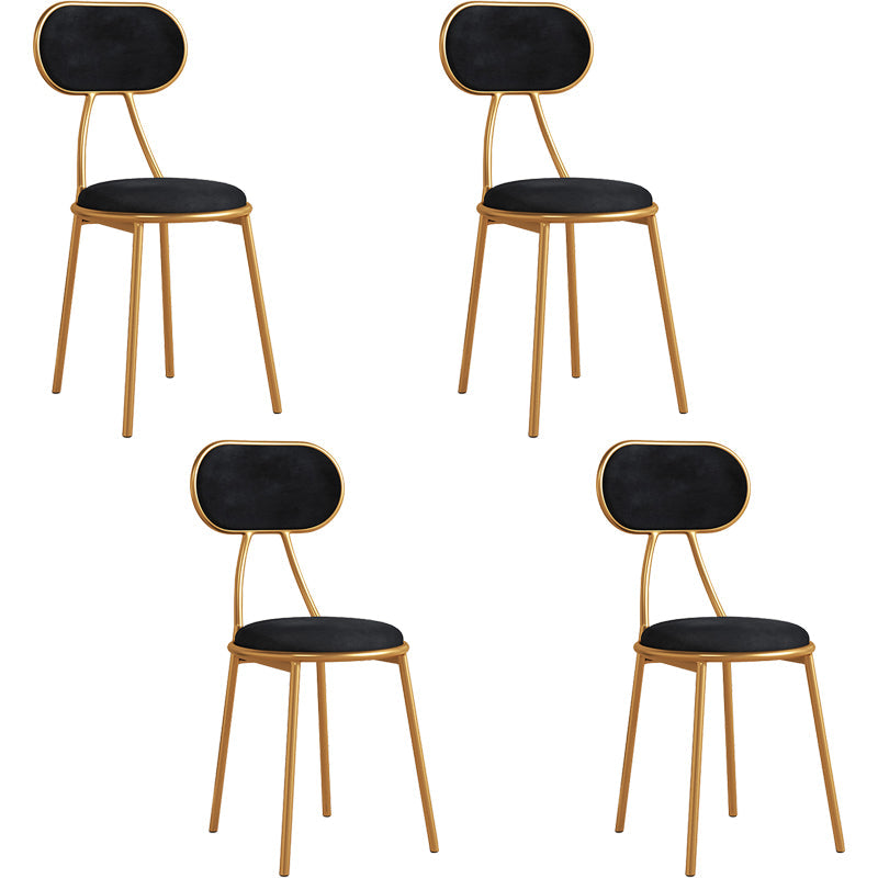 Glam Style Open Back Chair Upholstered Stackable Dining Side Chair Black 4 Piece Set Clearhalo 'Dining Chairs' 'Dining Tables & Seating' 'dining_chair' 'furn' 'furn_dining_chair' 'Furniture' 'furniture_dining_chair' 'Kitchen & Dining Furniture' 5053782