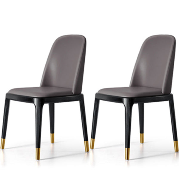 Glam Style Side Dining Chairs Faux Leather Dining Chairs for Dining Room Dark Gray 2 Piece Set Clearhalo 'Dining Chairs' 'Dining Tables & Seating' 'dining_chair' 'furn' 'furn_dining_chair' 'Furniture' 'furniture_dining_chair' 'Kitchen & Dining Furniture' 5053785