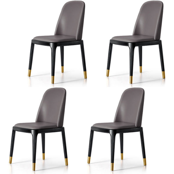 Glam Style Side Dining Chairs Faux Leather Dining Chairs for Dining Room Dark Gray 4 Piece Set Clearhalo 'Dining Chairs' 'Dining Tables & Seating' 'dining_chair' 'furn' 'furn_dining_chair' 'Furniture' 'furniture_dining_chair' 'Kitchen & Dining Furniture' 5053787