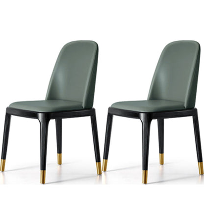 Glam Style Side Dining Chairs Faux Leather Dining Chairs for Dining Room Green 2 Piece Set Clearhalo 'Dining Chairs' 'Dining Tables & Seating' 'dining_chair' 'furn' 'furn_dining_chair' 'Furniture' 'furniture_dining_chair' 'Kitchen & Dining Furniture' 5053791