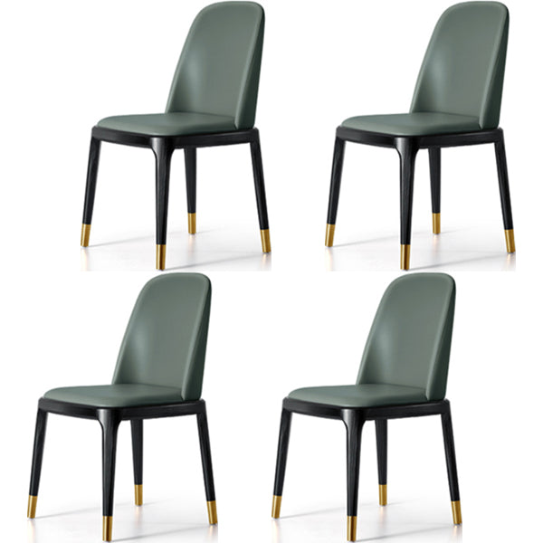 Glam Style Side Dining Chairs Faux Leather Dining Chairs for Dining Room Green 4 Piece Set Clearhalo 'Dining Chairs' 'Dining Tables & Seating' 'dining_chair' 'furn' 'furn_dining_chair' 'Furniture' 'furniture_dining_chair' 'Kitchen & Dining Furniture' 5053793
