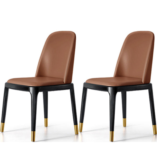 Glam Style Side Dining Chairs Faux Leather Dining Chairs for Dining Room Light Brown 2 Piece Set Clearhalo 'Dining Chairs' 'Dining Tables & Seating' 'dining_chair' 'furn' 'furn_dining_chair' 'Furniture' 'furniture_dining_chair' 'Kitchen & Dining Furniture' 5053796