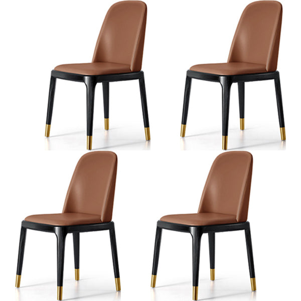 Glam Style Side Dining Chairs Faux Leather Dining Chairs for Dining Room Light Brown 4 Piece Set Clearhalo 'Dining Chairs' 'Dining Tables & Seating' 'dining_chair' 'furn' 'furn_dining_chair' 'Furniture' 'furniture_dining_chair' 'Kitchen & Dining Furniture' 5053797