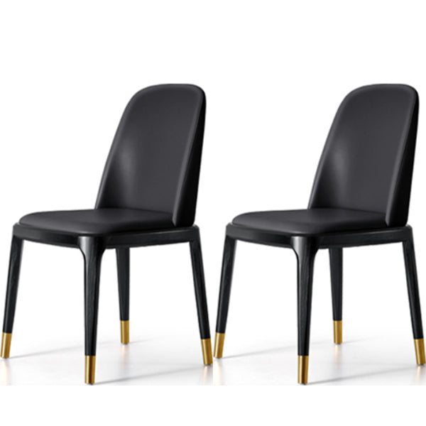 Glam Style Side Dining Chairs Faux Leather Dining Chairs for Dining Room Black 2 Piece Set Clearhalo 'Dining Chairs' 'Dining Tables & Seating' 'dining_chair' 'furn' 'furn_dining_chair' 'Furniture' 'furniture_dining_chair' 'Kitchen & Dining Furniture' 5053798