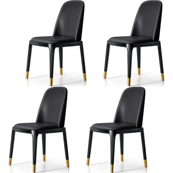 Glam Style Side Dining Chairs Faux Leather Dining Chairs for Dining Room Black 4 Piece Set Clearhalo 'Dining Chairs' 'Dining Tables & Seating' 'dining_chair' 'furn' 'furn_dining_chair' 'Furniture' 'furniture_dining_chair' 'Kitchen & Dining Furniture' 5053799