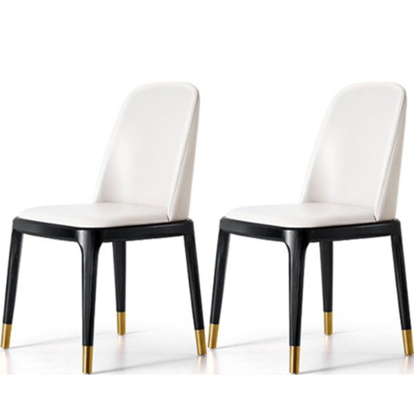Glam Style Side Dining Chairs Faux Leather Dining Chairs for Dining Room Off-White 2 Piece Set Clearhalo 'Dining Chairs' 'Dining Tables & Seating' 'dining_chair' 'furn' 'furn_dining_chair' 'Furniture' 'furniture_dining_chair' 'Kitchen & Dining Furniture' 5053800