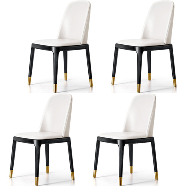 Glam Style Side Dining Chairs Faux Leather Dining Chairs for Dining Room Off-White 4 Piece Set Clearhalo 'Dining Chairs' 'Dining Tables & Seating' 'dining_chair' 'furn' 'furn_dining_chair' 'Furniture' 'furniture_dining_chair' 'Kitchen & Dining Furniture' 5053801
