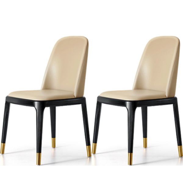 Glam Style Side Dining Chairs Faux Leather Dining Chairs for Dining Room Apricot 2 Piece Set Clearhalo 'Dining Chairs' 'Dining Tables & Seating' 'dining_chair' 'furn' 'furn_dining_chair' 'Furniture' 'furniture_dining_chair' 'Kitchen & Dining Furniture' 5053804