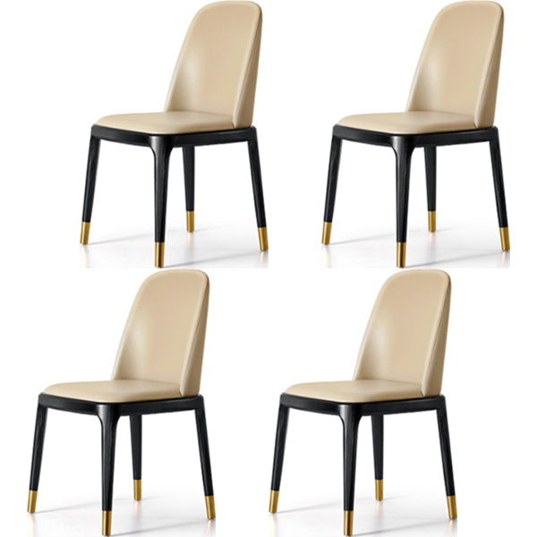 Glam Style Side Dining Chairs Faux Leather Dining Chairs for Dining Room Apricot 4 Piece Set Clearhalo 'Dining Chairs' 'Dining Tables & Seating' 'dining_chair' 'furn' 'furn_dining_chair' 'Furniture' 'furniture_dining_chair' 'Kitchen & Dining Furniture' 5053805