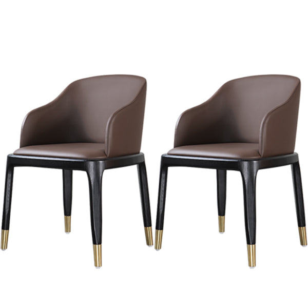 Glam Style Side Dining Chairs Faux Leather Dining Chairs for Dining Room Light Coffee 2 Piece Set Clearhalo 'Dining Chairs' 'Dining Tables & Seating' 'dining_chair' 'furn' 'furn_dining_chair' 'Furniture' 'furniture_dining_chair' 'Kitchen & Dining Furniture' 5053806
