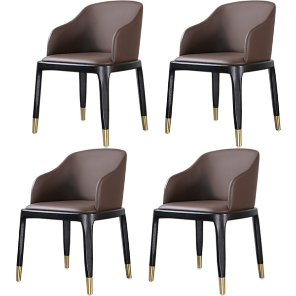 Glam Style Side Dining Chairs Faux Leather Dining Chairs for Dining Room Light Coffee 4 Piece Set Clearhalo 'Dining Chairs' 'Dining Tables & Seating' 'dining_chair' 'furn' 'furn_dining_chair' 'Furniture' 'furniture_dining_chair' 'Kitchen & Dining Furniture' 5053807