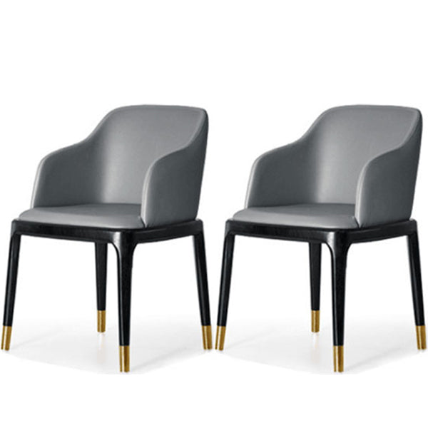 Glam Style Side Dining Chairs Faux Leather Dining Chairs for Dining Room Grey 2 Piece Set Clearhalo 'Dining Chairs' 'Dining Tables & Seating' 'dining_chair' 'furn' 'furn_dining_chair' 'Furniture' 'furniture_dining_chair' 'Kitchen & Dining Furniture' 5053808