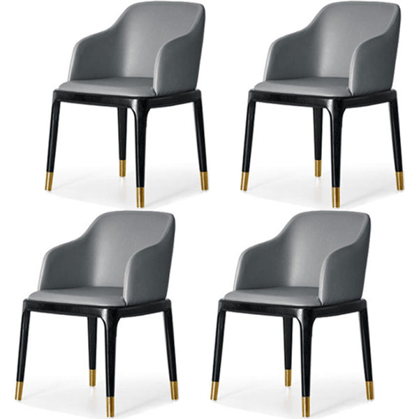 Glam Style Side Dining Chairs Faux Leather Dining Chairs for Dining Room Grey 4 Piece Set Clearhalo 'Dining Chairs' 'Dining Tables & Seating' 'dining_chair' 'furn' 'furn_dining_chair' 'Furniture' 'furniture_dining_chair' 'Kitchen & Dining Furniture' 5053809