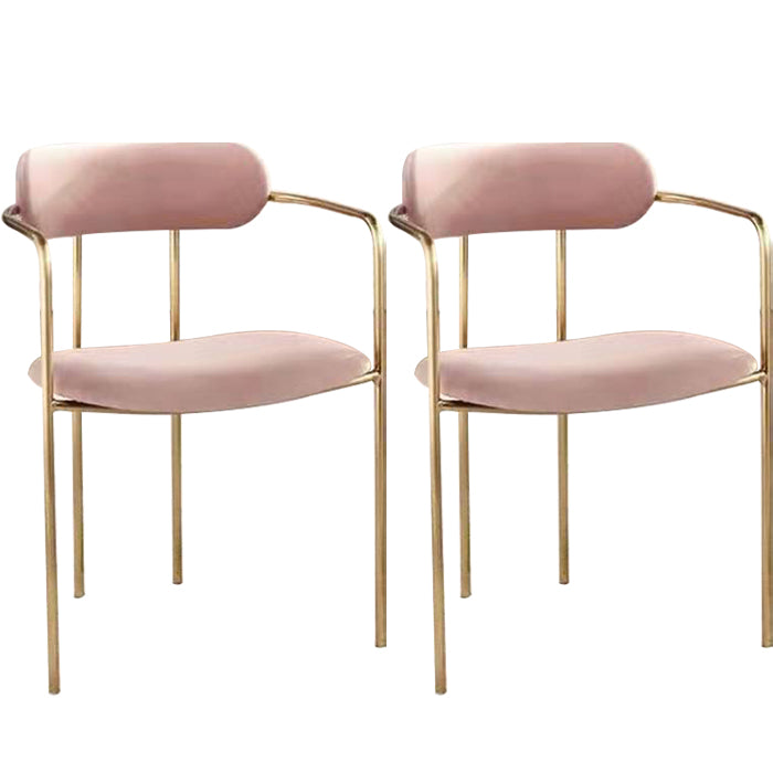 Glam Style Dining Arm Chair Upholstered Dining Armchair for Indoor Pink 2 Piece Set Clearhalo 'Dining Chairs' 'Dining Tables & Seating' 'dining_chair' 'furn' 'furn_dining_chair' 'Furniture' 'furniture_dining_chair' 'Kitchen & Dining Furniture' 5053814