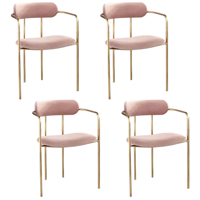 Glam Style Dining Arm Chair Upholstered Dining Armchair for Indoor Pink 4 Piece Set Clearhalo 'Dining Chairs' 'Dining Tables & Seating' 'dining_chair' 'furn' 'furn_dining_chair' 'Furniture' 'furniture_dining_chair' 'Kitchen & Dining Furniture' 5053817