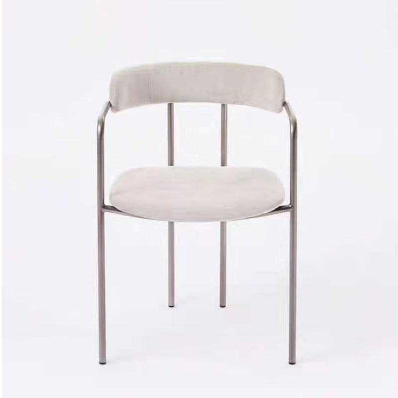 Glam Style Dining Arm Chair Upholstered Dining Armchair for Indoor White 1 Piece Clearhalo 'Dining Chairs' 'Dining Tables & Seating' 'dining_chair' 'furn' 'furn_dining_chair' 'Furniture' 'furniture_dining_chair' 'Kitchen & Dining Furniture' 5053824