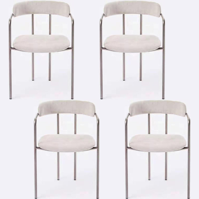 Glam Style Dining Arm Chair Upholstered Dining Armchair for Indoor White 4 Piece Set Clearhalo 'Dining Chairs' 'Dining Tables & Seating' 'dining_chair' 'furn' 'furn_dining_chair' 'Furniture' 'furniture_dining_chair' 'Kitchen & Dining Furniture' 5053828
