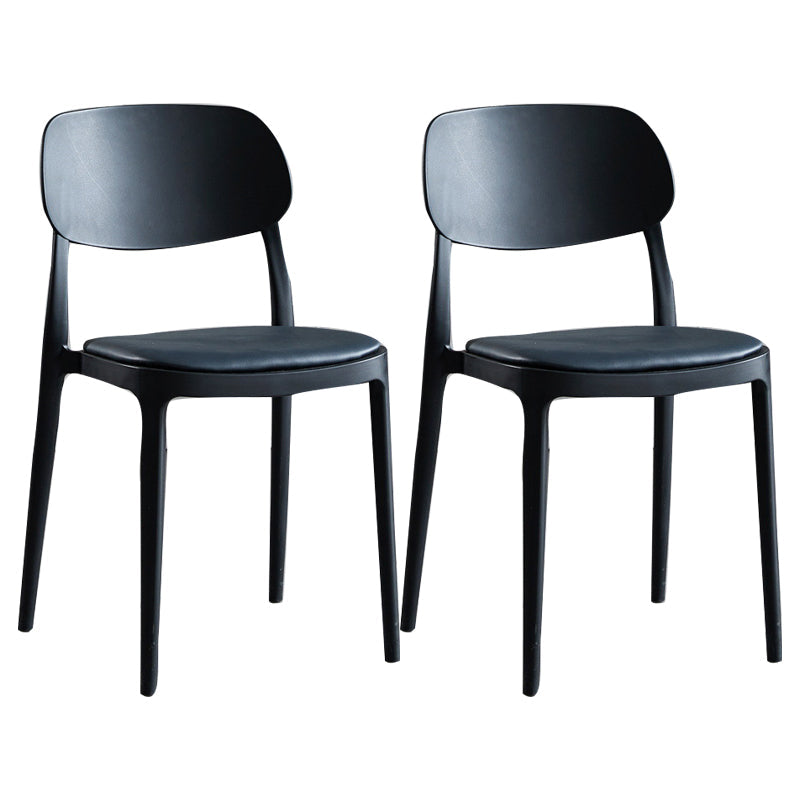 Plastic Scandinavian Armless Chair Indoor-Outdoor Open Back Chair Black Leather 2 Piece Set Clearhalo 'Dining Chairs' 'Dining Tables & Seating' 'dining_chair' 'furn' 'furn_dining_chair' 'Furniture' 'furniture_dining_chair' 'Kitchen & Dining Furniture' 5053832