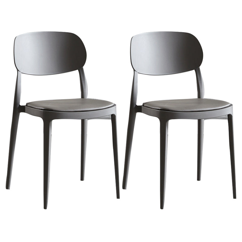 Plastic Scandinavian Armless Chair Indoor-Outdoor Open Back Chair Grey Leather 2 Piece Set Clearhalo 'Dining Chairs' 'Dining Tables & Seating' 'dining_chair' 'furn' 'furn_dining_chair' 'Furniture' 'furniture_dining_chair' 'Kitchen & Dining Furniture' 5053835