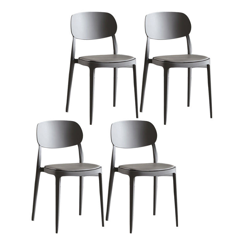 Plastic Scandinavian Armless Chair Indoor-Outdoor Open Back Chair Grey Leather 4 Piece Set Clearhalo 'Dining Chairs' 'Dining Tables & Seating' 'dining_chair' 'furn' 'furn_dining_chair' 'Furniture' 'furniture_dining_chair' 'Kitchen & Dining Furniture' 5053838