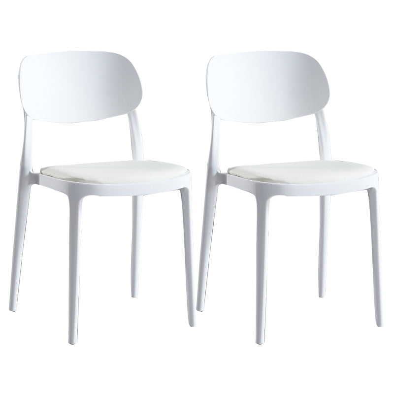 Plastic Scandinavian Armless Chair Indoor-Outdoor Open Back Chair White Leather 2 Piece Set Clearhalo 'Dining Chairs' 'Dining Tables & Seating' 'dining_chair' 'furn' 'furn_dining_chair' 'Furniture' 'furniture_dining_chair' 'Kitchen & Dining Furniture' 5053839