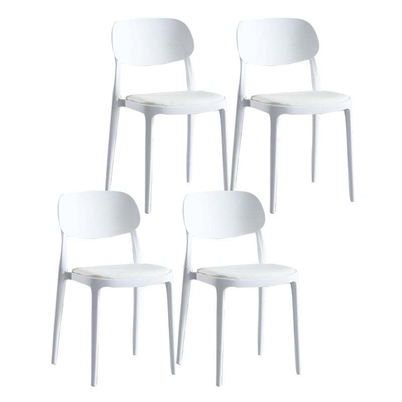 Plastic Scandinavian Armless Chair Indoor-Outdoor Open Back Chair White Leather 4 Piece Set Clearhalo 'Dining Chairs' 'Dining Tables & Seating' 'dining_chair' 'furn' 'furn_dining_chair' 'Furniture' 'furniture_dining_chair' 'Kitchen & Dining Furniture' 5053841
