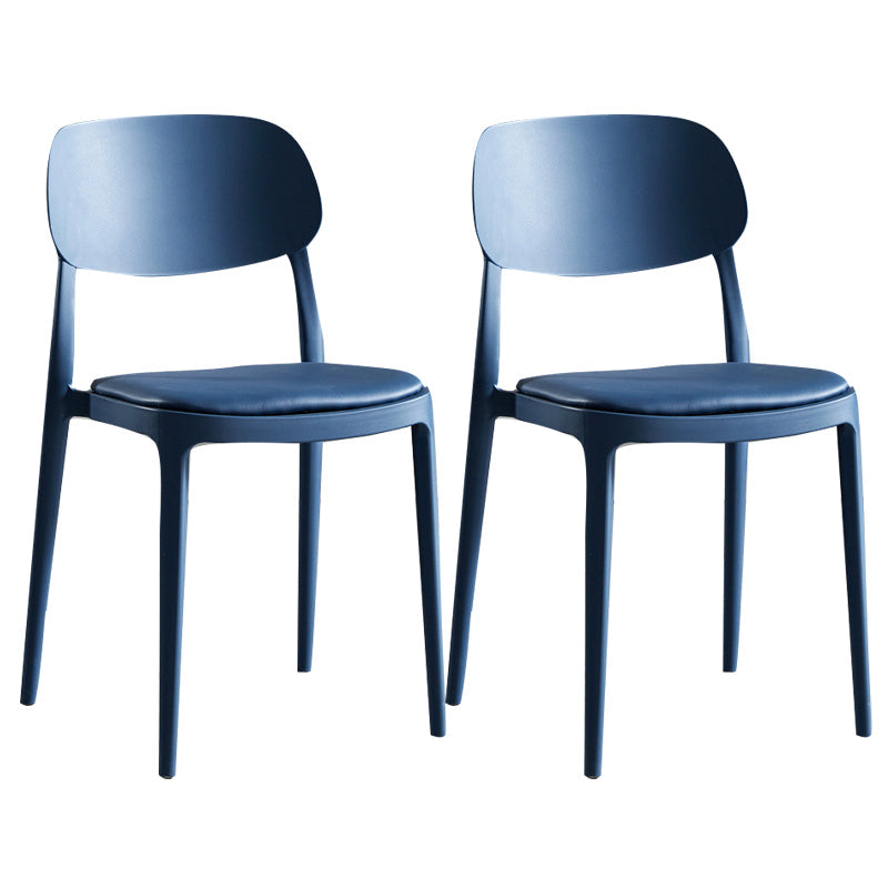 Plastic Scandinavian Armless Chair Indoor-Outdoor Open Back Chair Blue Leather 2 Piece Set Clearhalo 'Dining Chairs' 'Dining Tables & Seating' 'dining_chair' 'furn' 'furn_dining_chair' 'Furniture' 'furniture_dining_chair' 'Kitchen & Dining Furniture' 5053847