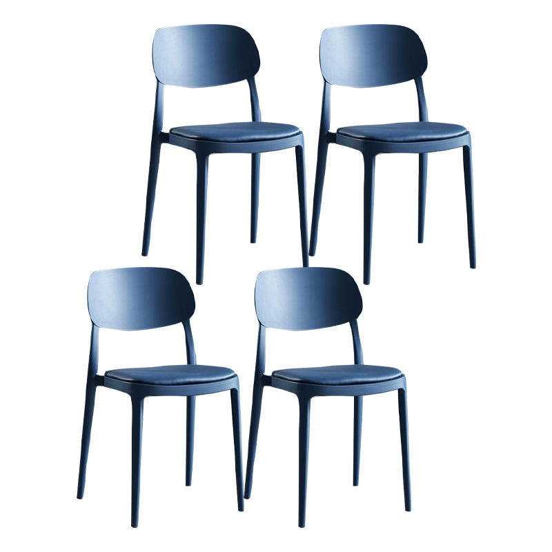 Plastic Scandinavian Armless Chair Indoor-Outdoor Open Back Chair Blue Leather 4 Piece Set Clearhalo 'Dining Chairs' 'Dining Tables & Seating' 'dining_chair' 'furn' 'furn_dining_chair' 'Furniture' 'furniture_dining_chair' 'Kitchen & Dining Furniture' 5053849