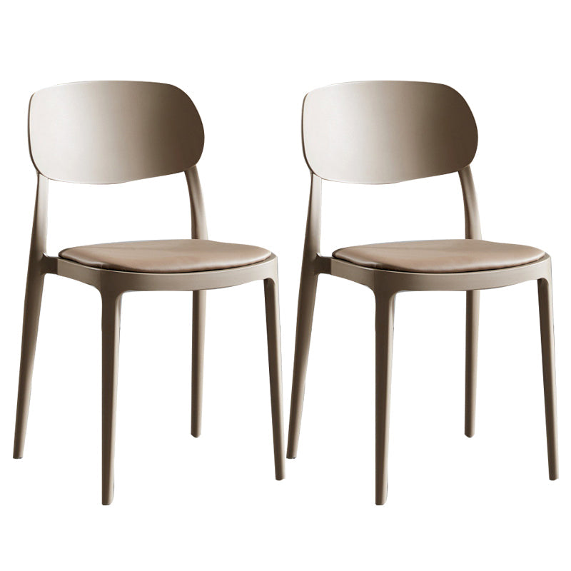 Plastic Scandinavian Armless Chair Indoor-Outdoor Open Back Chair Camel Leather 2 Piece Set Clearhalo 'Dining Chairs' 'Dining Tables & Seating' 'dining_chair' 'furn' 'furn_dining_chair' 'Furniture' 'furniture_dining_chair' 'Kitchen & Dining Furniture' 5053851