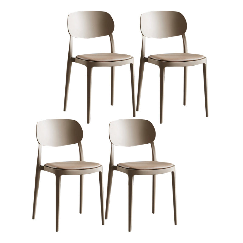 Plastic Scandinavian Armless Chair Indoor-Outdoor Open Back Chair Camel Leather 4 Piece Set Clearhalo 'Dining Chairs' 'Dining Tables & Seating' 'dining_chair' 'furn' 'furn_dining_chair' 'Furniture' 'furniture_dining_chair' 'Kitchen & Dining Furniture' 5053853