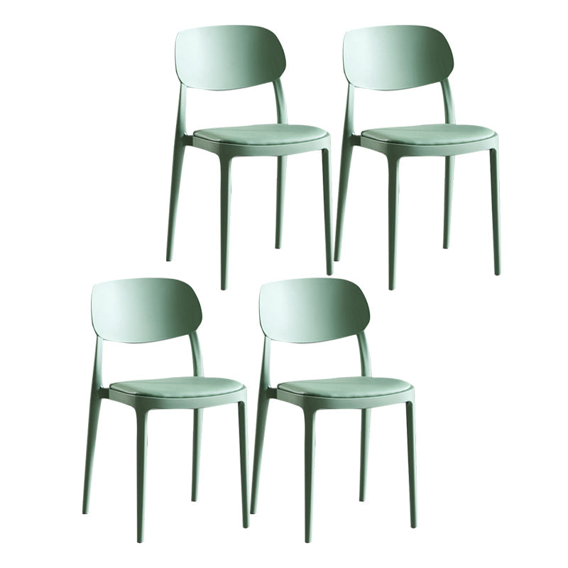 Plastic Scandinavian Armless Chair Indoor-Outdoor Open Back Chair Turquoise Leather 4 Piece Set Clearhalo 'Dining Chairs' 'Dining Tables & Seating' 'dining_chair' 'furn' 'furn_dining_chair' 'Furniture' 'furniture_dining_chair' 'Kitchen & Dining Furniture' 5053857