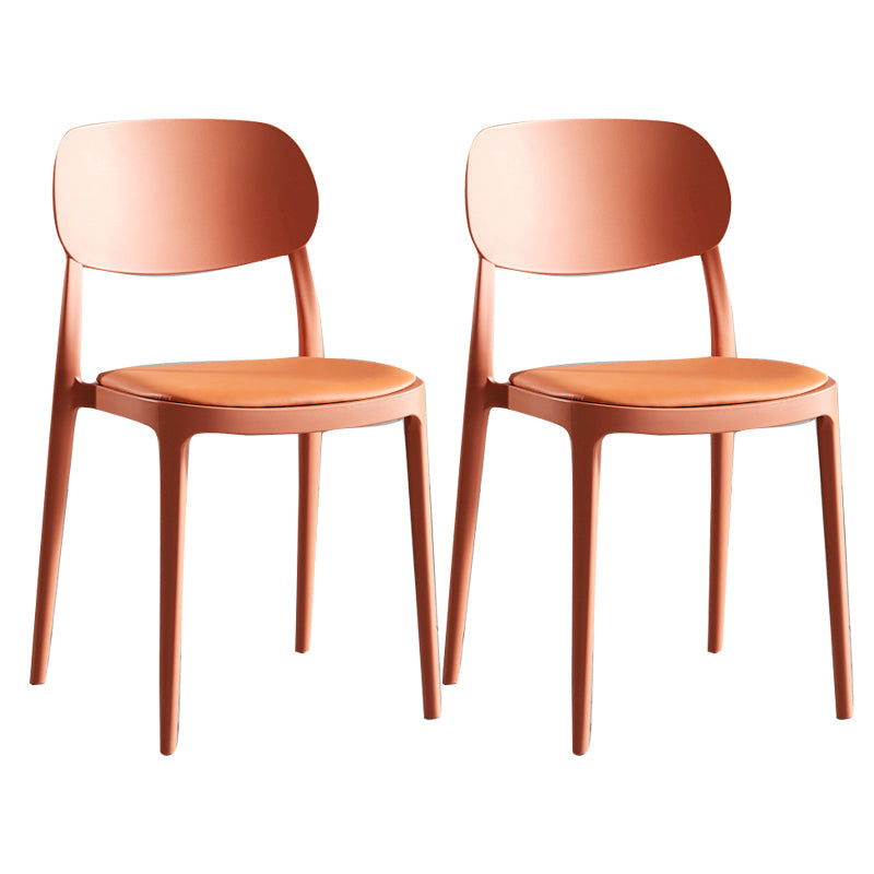 Plastic Scandinavian Armless Chair Indoor-Outdoor Open Back Chair Orange Leather 2 Piece Set Clearhalo 'Dining Chairs' 'Dining Tables & Seating' 'dining_chair' 'furn' 'furn_dining_chair' 'Furniture' 'furniture_dining_chair' 'Kitchen & Dining Furniture' 5053859