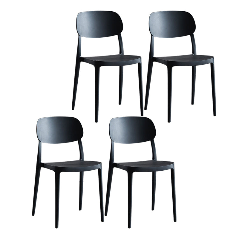 Plastic Scandinavian Armless Chair Indoor-Outdoor Open Back Chair Black Plastic & Acrylic 4 Piece Set Clearhalo 'Dining Chairs' 'Dining Tables & Seating' 'dining_chair' 'furn' 'furn_dining_chair' 'Furniture' 'furniture_dining_chair' 'Kitchen & Dining Furniture' 5053863
