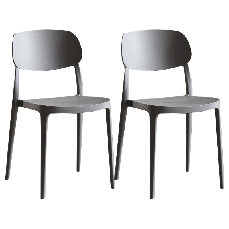 Plastic Scandinavian Armless Chair Indoor-Outdoor Open Back Chair Grey Plastic & Acrylic 2 Piece Set Clearhalo 'Dining Chairs' 'Dining Tables & Seating' 'dining_chair' 'furn' 'furn_dining_chair' 'Furniture' 'furniture_dining_chair' 'Kitchen & Dining Furniture' 5053864