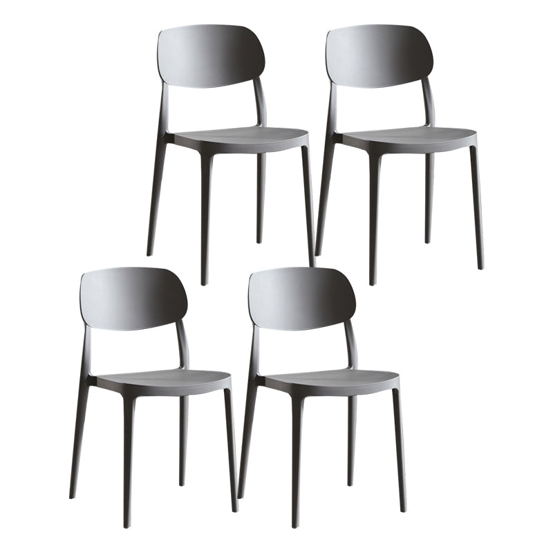 Plastic Scandinavian Armless Chair Indoor-Outdoor Open Back Chair Grey Plastic & Acrylic 4 Piece Set Clearhalo 'Dining Chairs' 'Dining Tables & Seating' 'dining_chair' 'furn' 'furn_dining_chair' 'Furniture' 'furniture_dining_chair' 'Kitchen & Dining Furniture' 5053865