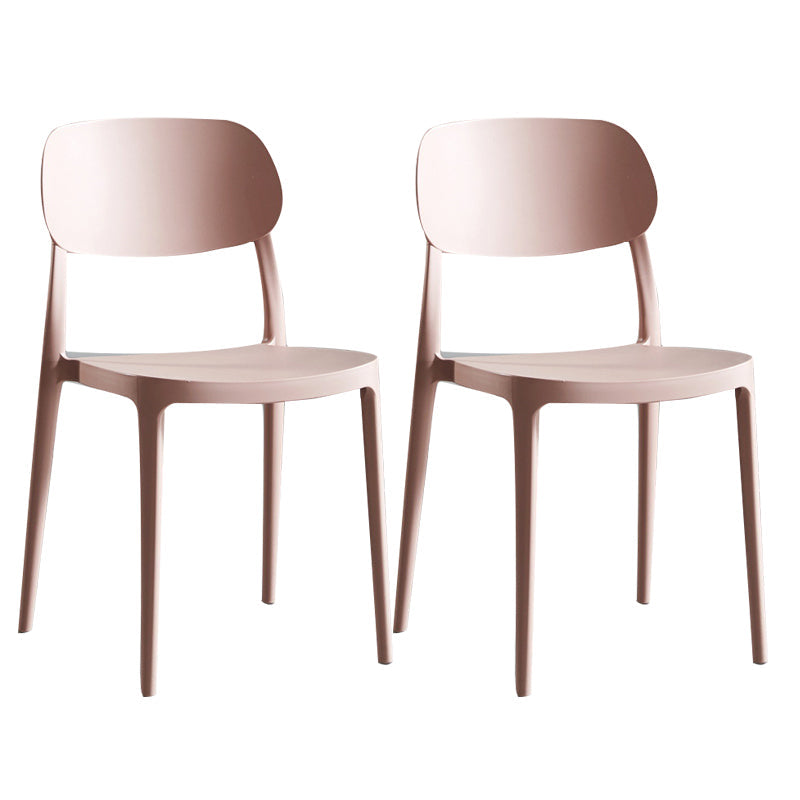 Plastic Scandinavian Armless Chair Indoor-Outdoor Open Back Chair Pink Plastic & Acrylic 2 Piece Set Clearhalo 'Dining Chairs' 'Dining Tables & Seating' 'dining_chair' 'furn' 'furn_dining_chair' 'Furniture' 'furniture_dining_chair' 'Kitchen & Dining Furniture' 5053866