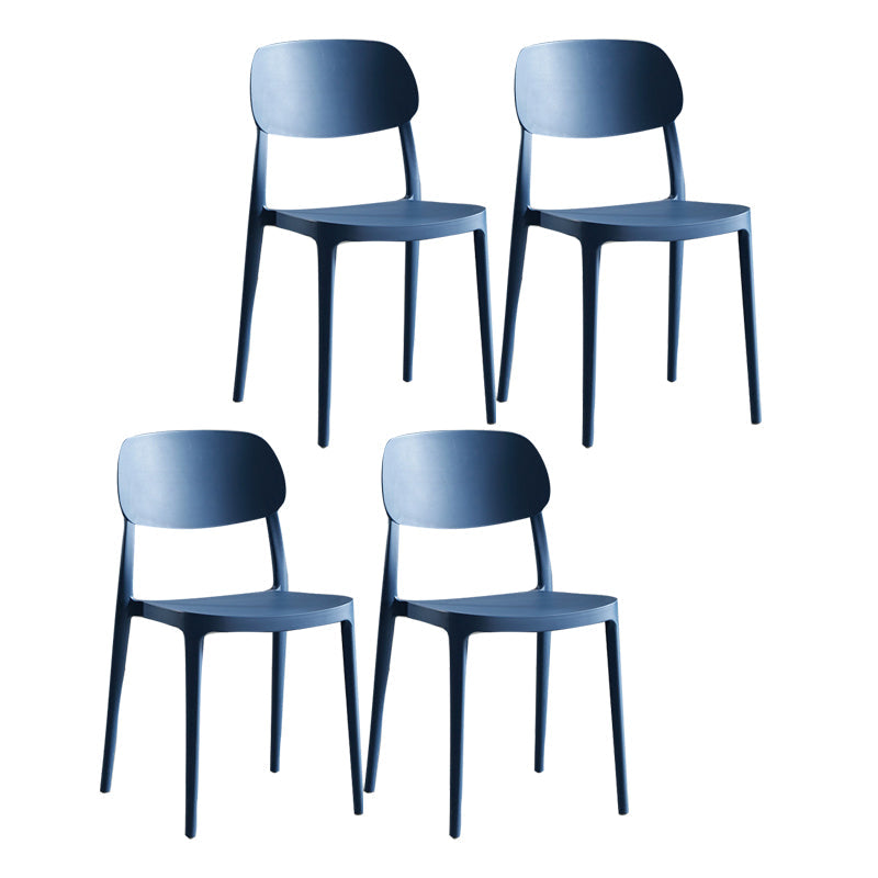 Plastic Scandinavian Armless Chair Indoor-Outdoor Open Back Chair Blue Plastic & Acrylic 4 Piece Set Clearhalo 'Dining Chairs' 'Dining Tables & Seating' 'dining_chair' 'furn' 'furn_dining_chair' 'Furniture' 'furniture_dining_chair' 'Kitchen & Dining Furniture' 5053869