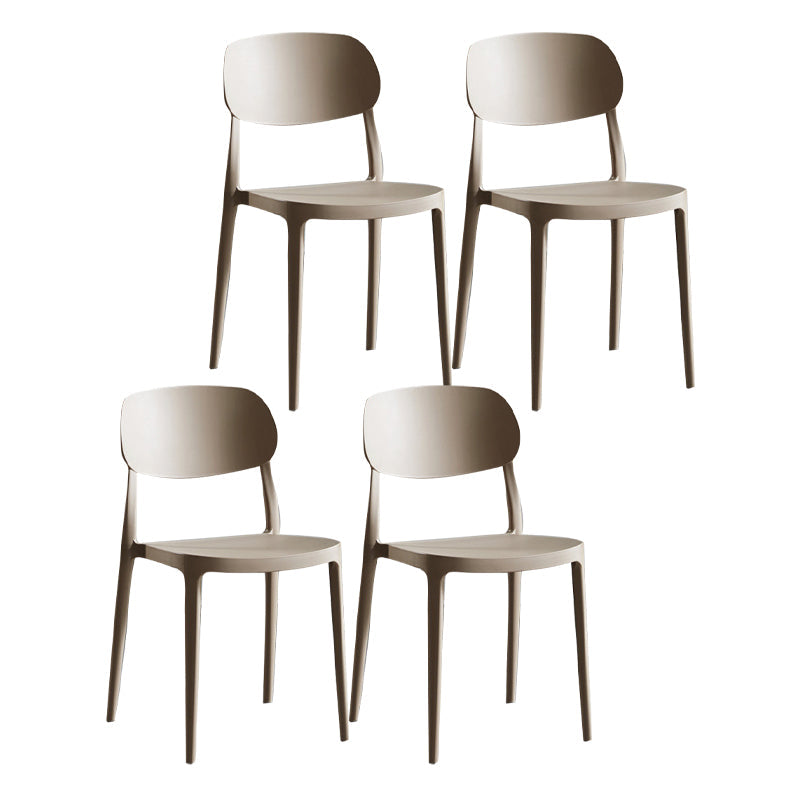 Plastic Scandinavian Armless Chair Indoor-Outdoor Open Back Chair Camel Plastic & Acrylic 4 Piece Set Clearhalo 'Dining Chairs' 'Dining Tables & Seating' 'dining_chair' 'furn' 'furn_dining_chair' 'Furniture' 'furniture_dining_chair' 'Kitchen & Dining Furniture' 5053871
