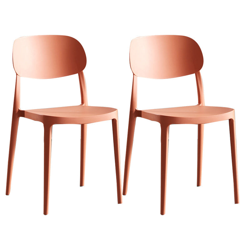 Plastic Scandinavian Armless Chair Indoor-Outdoor Open Back Chair Orange Plastic & Acrylic 2 Piece Set Clearhalo 'Dining Chairs' 'Dining Tables & Seating' 'dining_chair' 'furn' 'furn_dining_chair' 'Furniture' 'furniture_dining_chair' 'Kitchen & Dining Furniture' 5053874