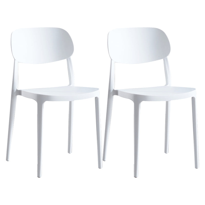 Plastic Scandinavian Armless Chair Indoor-Outdoor Open Back Chair White Plastic & Acrylic 2 Piece Set Clearhalo 'Dining Chairs' 'Dining Tables & Seating' 'dining_chair' 'furn' 'furn_dining_chair' 'Furniture' 'furniture_dining_chair' 'Kitchen & Dining Furniture' 5053876