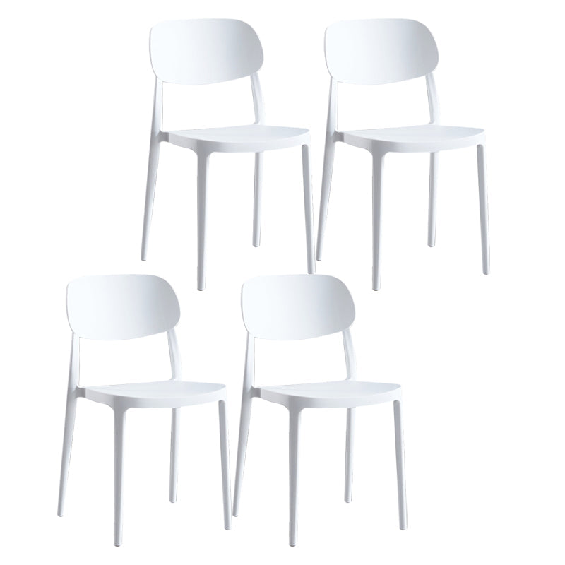 Plastic Scandinavian Armless Chair Indoor-Outdoor Open Back Chair White Plastic & Acrylic 4 Piece Set Clearhalo 'Dining Chairs' 'Dining Tables & Seating' 'dining_chair' 'furn' 'furn_dining_chair' 'Furniture' 'furniture_dining_chair' 'Kitchen & Dining Furniture' 5053877